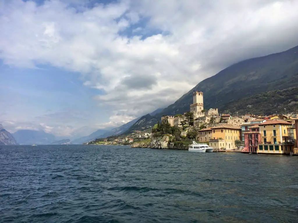 Malcesine Castle from a boat in Lake Garda